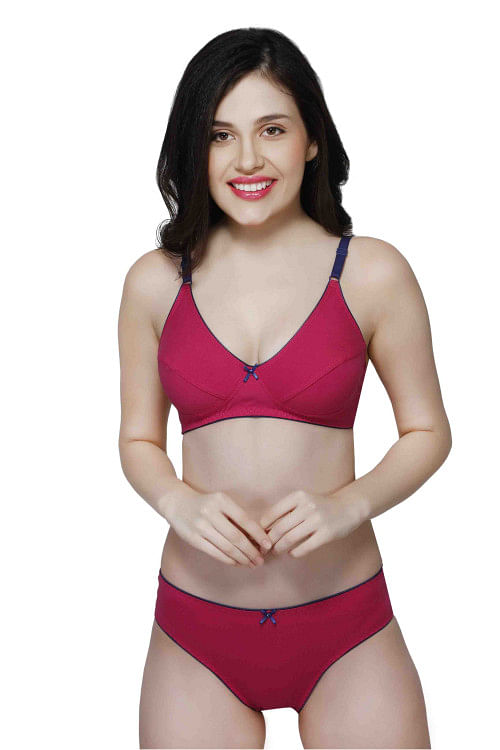 Wirefree Everyday Bra with Co-ordinated Panty-KS009-VIRTUAL PINK