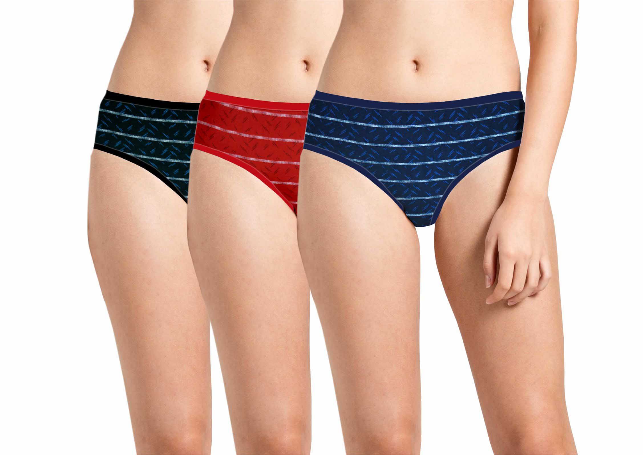 Printed Sandwich Elastic Panty Pack of 3 - KS024 - Pack 38 3XL SIZE ONLY