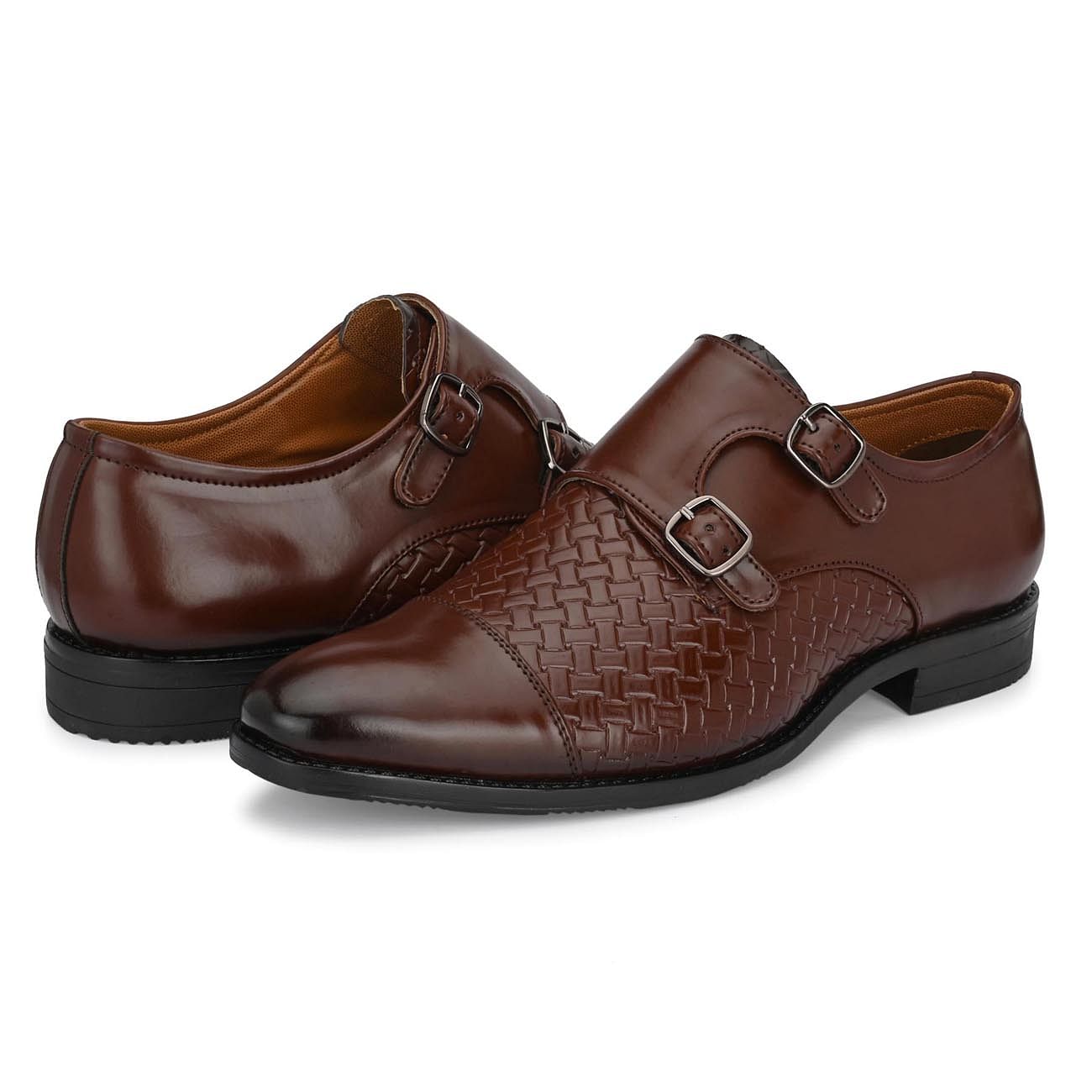Pair-it Men's Formal Monk Strap Shoes - Brown - LZ-T-FORMAL113