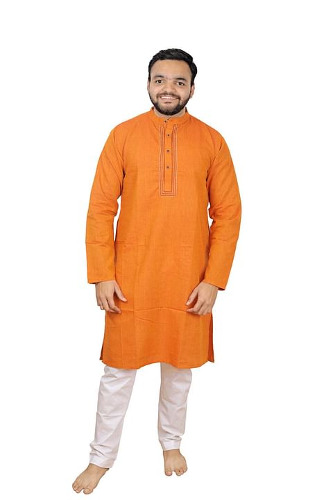 Authenzaa Estalio Full Sleeve Kurta TR-SK1010, Orange