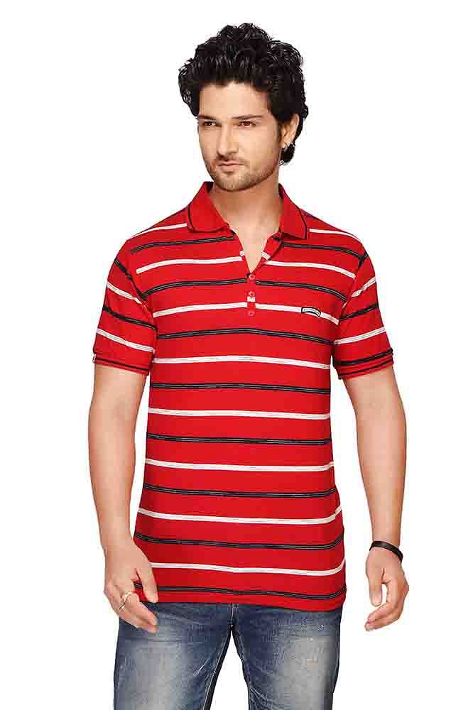 RE STRIPE D 19-RED POLO T SHIRT