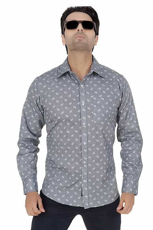 Grey Printed Clubwear Shirt