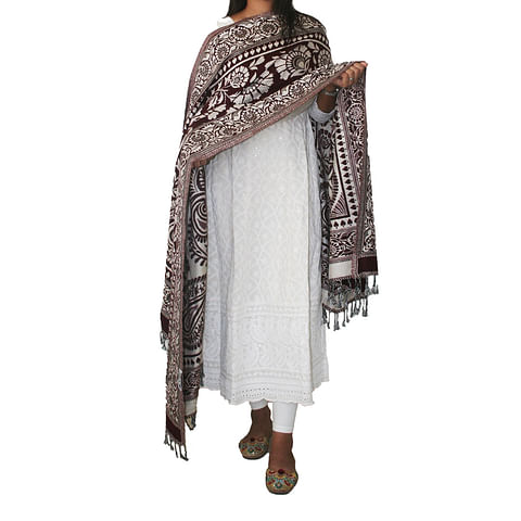AUTH WMN SHAWL-0001, BROWN