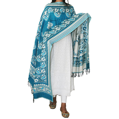 AUTH WMN SHAWL-0001, SKYBLUE
