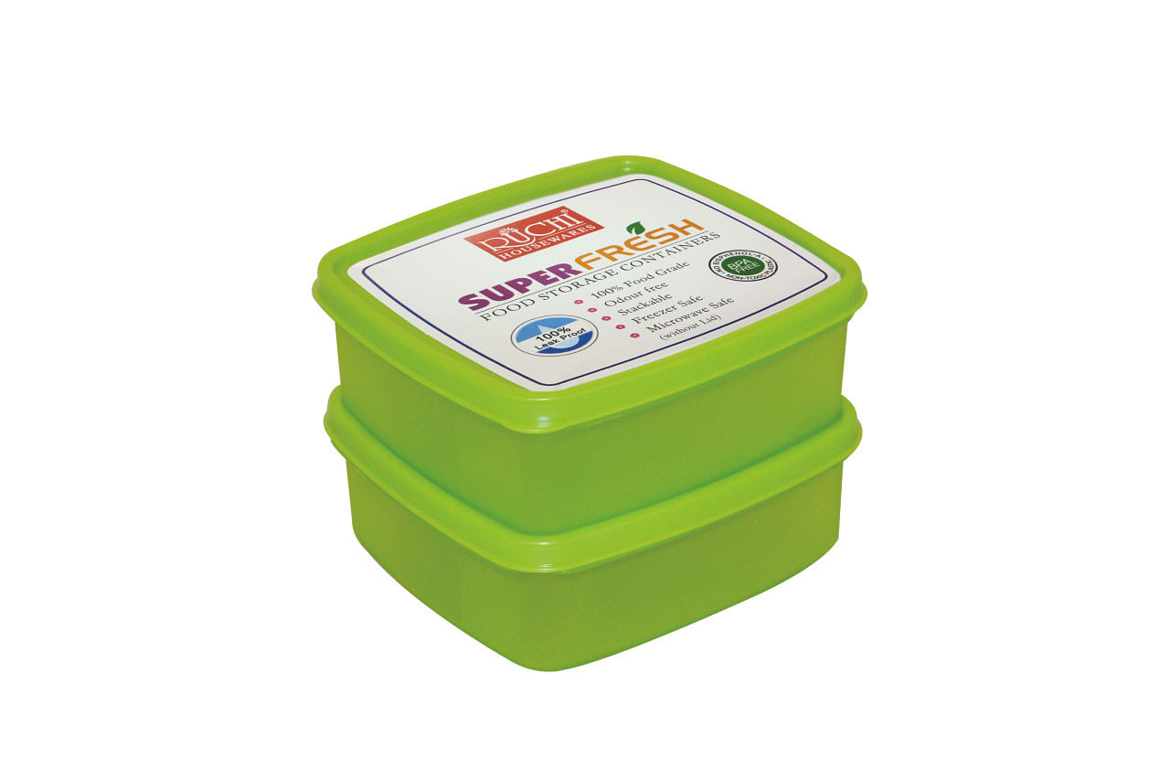 Square Food Container 550 Ml(set Of 2) SHADE-GREEN