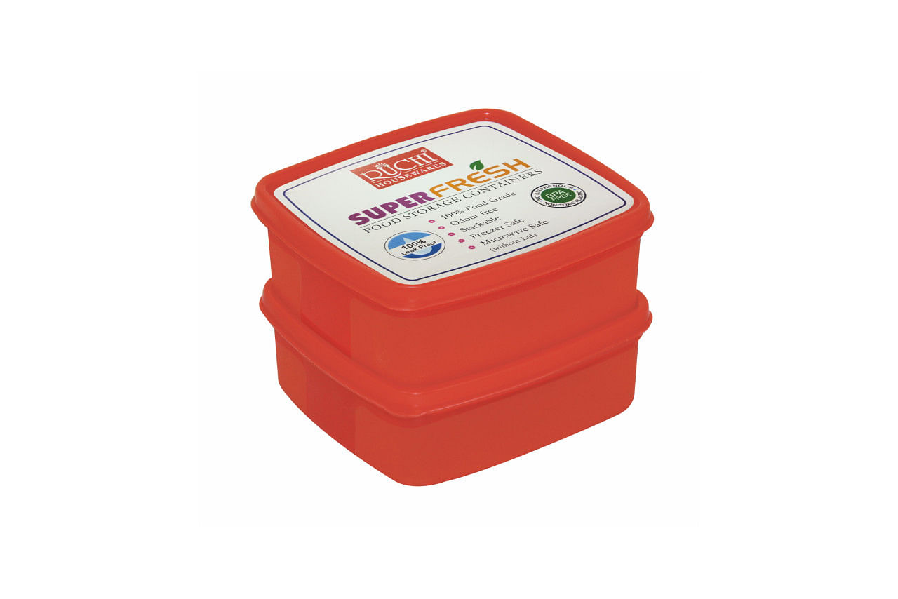 Square Food Container 550 Ml(set Of 2) SHADE-RED