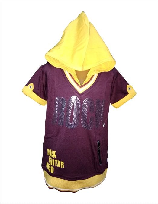 THE ROCK - Maroon Hood T-shirt For Kids