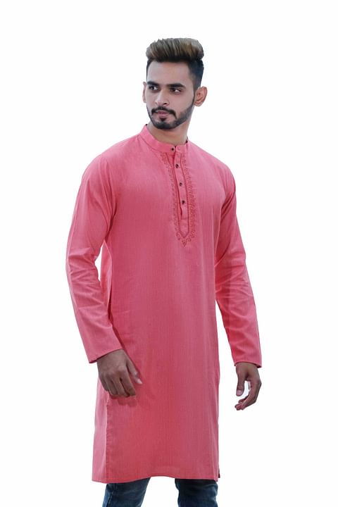 Authenzaa Estalio Full Sleeve Kurta TR-ET1001, Coral