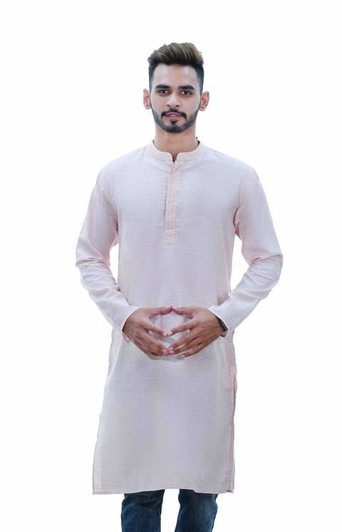 Authenzaa Estalio Full Sleeve Kurta TR-ET1001, Light Peach