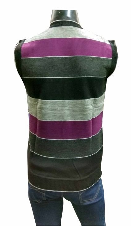 Sleeveless V Neck  Logo R Gray / Purple Sweaters