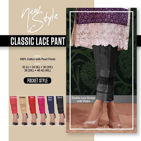 WMN PALAZZO CLASSIC LACE PANT BLACK