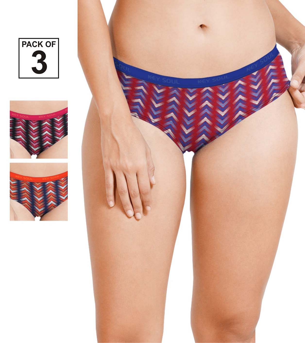 Printed Outer Elastic Panty Pack of 3 - KS002 - Pack - 28 - 3xl/105