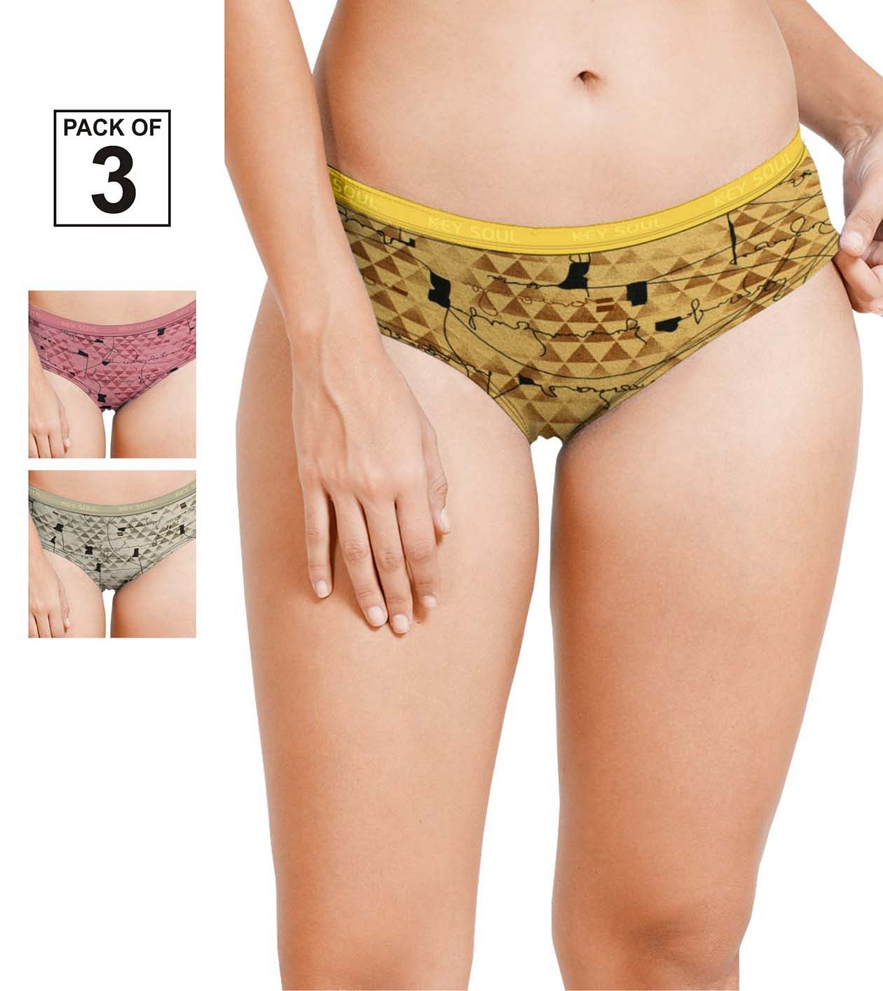 Printed Outer Elastic Panty Pack of 3 - KS002 - Pack - 29 - 3xl/105