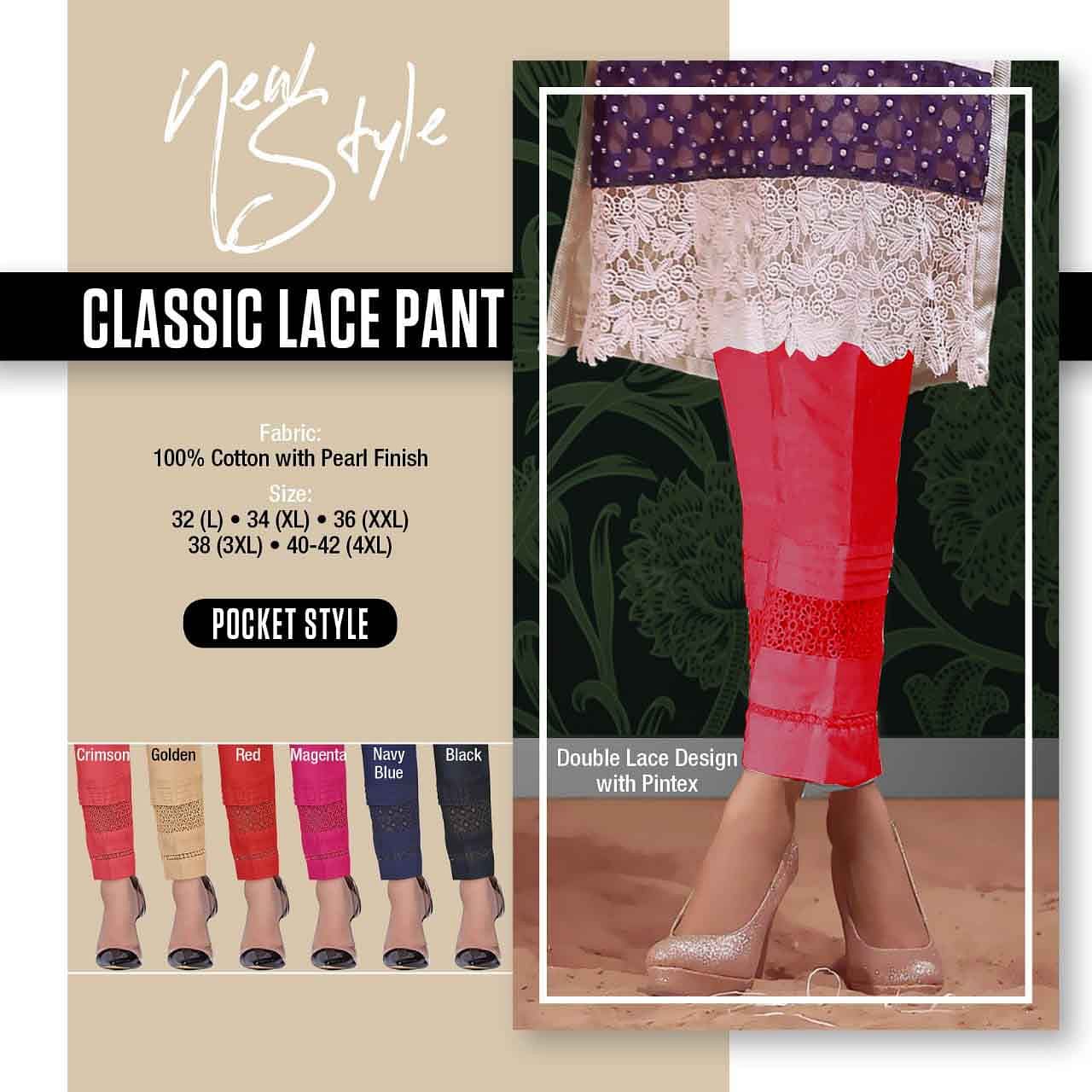 WMN PALAZZO CLASSIC LACE PANT RED